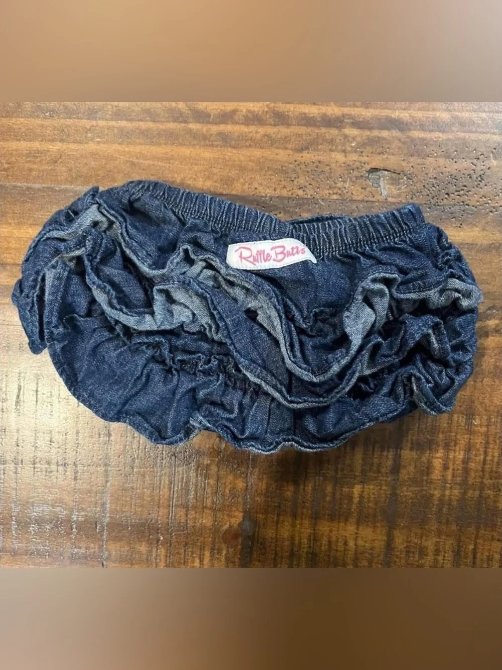 Ruffle Butts Dark Blue Denim Ruffle Bloomer 18/24 months